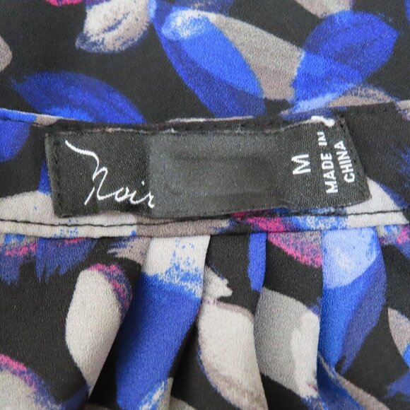 Noir Womens Medium Blue Watercolor Brush Stroke Sleevless Blouse Shirt Buttons - Picture 6 of 9